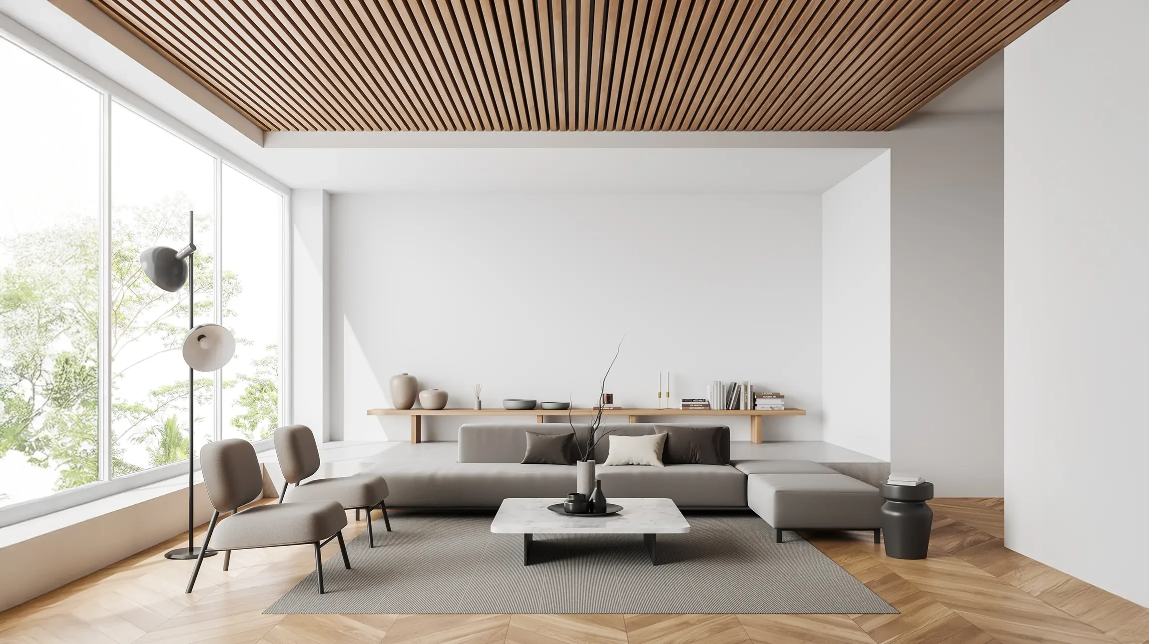 Appartement en cours de r&eacute;novation et apr&egrave;s travaux, espace ouvert avec cuisine moderne, chambre int&eacute;gr&eacute;e et salon