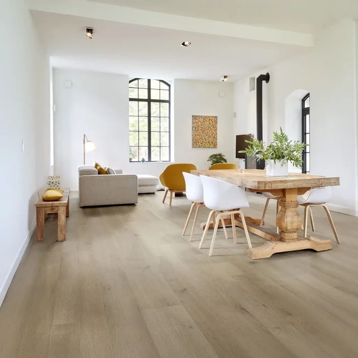 Intérieur moderne avec espace de vie ouvert combinant salon et salle à manger